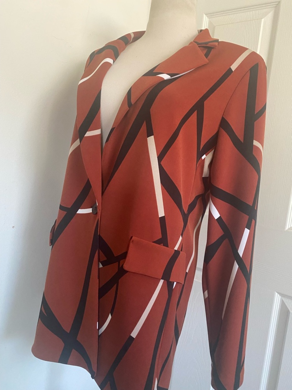 Joseph Ribkoff Abstract Single Button Blazer - Picture 10 of 12